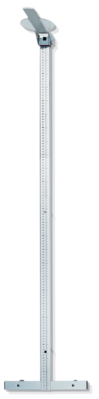 Estadímetro mecánico telescópico, fijo a pared, de aluminio anodizado.  Rango de medición en cm: 6 - 230 cm. División: 1 mm