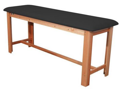 [W15074B] 1008899 Mesa de Tratamiento Clásica - Negra.   Construcción robusta con refuerzos en H y madera dura de eucalipto. La parte superior está cubierta de vinilo de 2 pulgadas de espesor. Capacidad de peso: 300 libras (136kg). Cojines superiores de espuma de alta densidad sin costuras, espuma de 26 densidades 75 x 25 x 32 pulgadas (190.50 x 63.50 x 81.28 cm)  